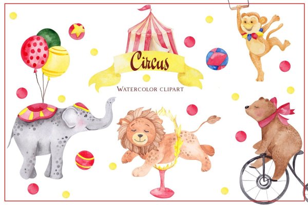 Акварельные иллюстрации цирковых животных