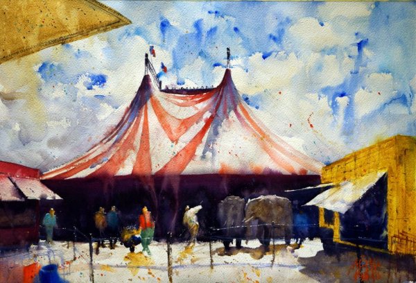 Цирк Акварельная иллюстрация