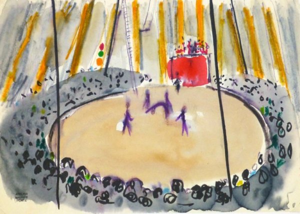 Клоун акварель