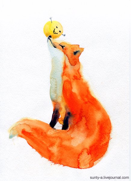 Колобок иллюстрация акварель