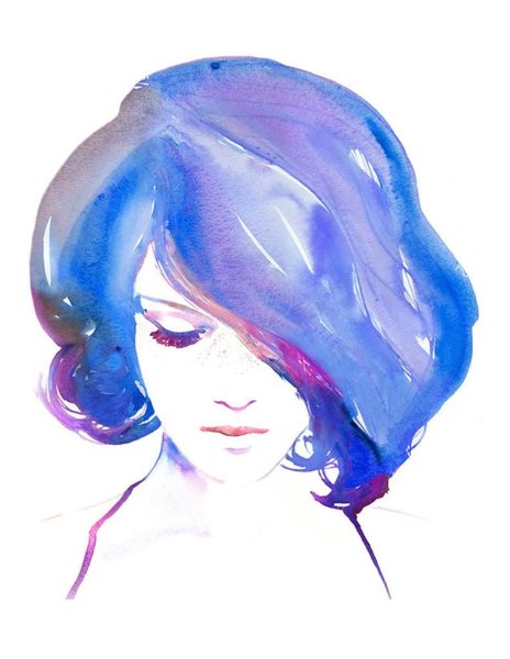 Девушка волосы акварель