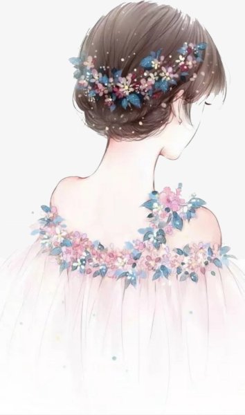 Нарисованная девушка с цветами