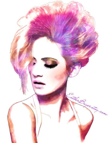 Прическа акварель