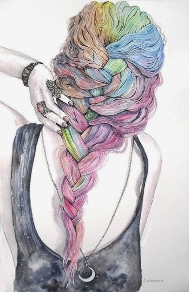 Прическа акварель