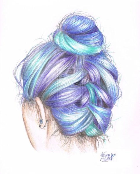 Прически цветными карандашами