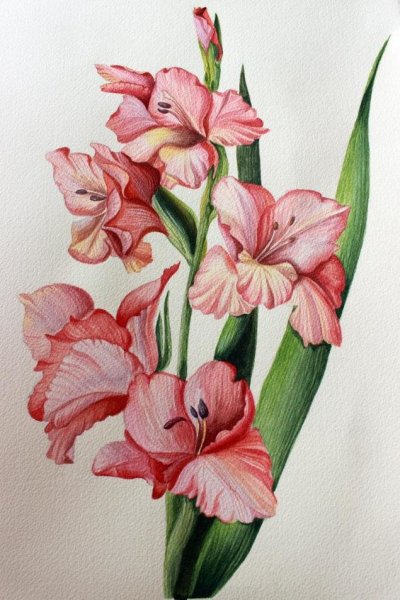 Акварель скетч гладиолусы