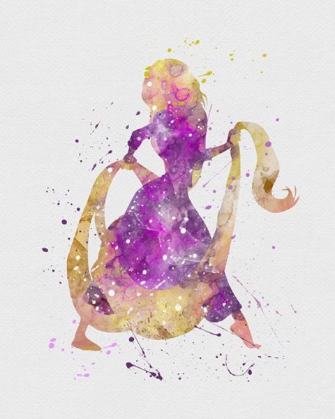 Рапунцель акварель