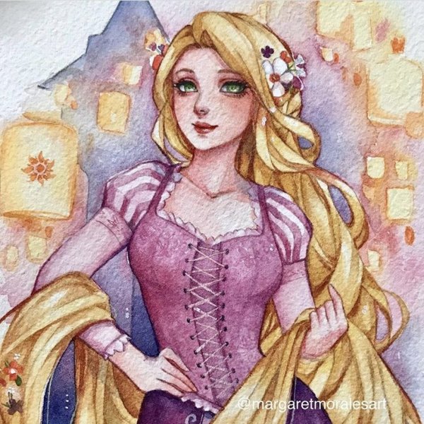 Рапунцель акварель