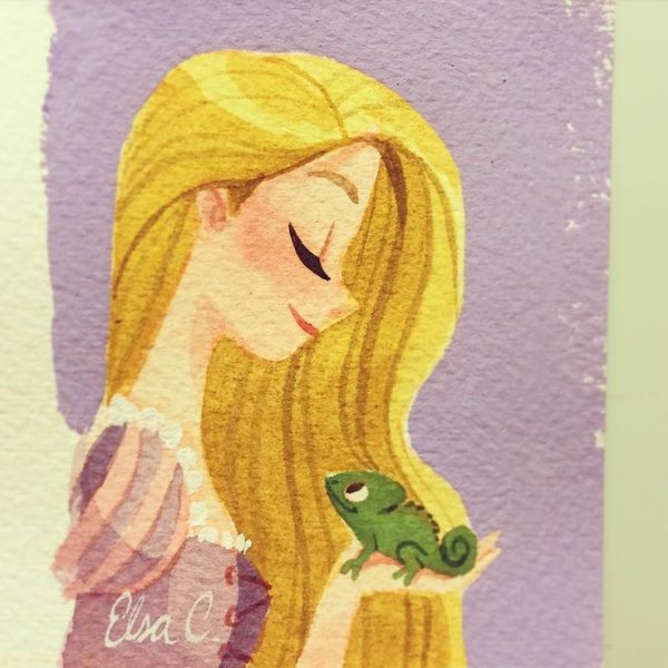 Рапунцель акварель