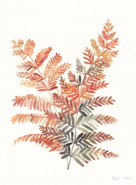 Папоротник гуашью