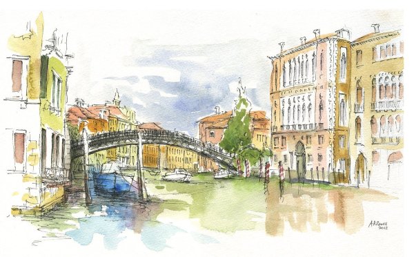 Италия рисунок акварель