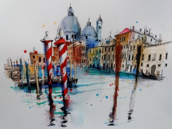 Венеция Акварельные скетчи