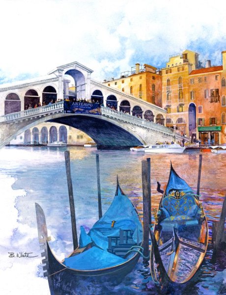 Мост Риальто Венеция рисунок