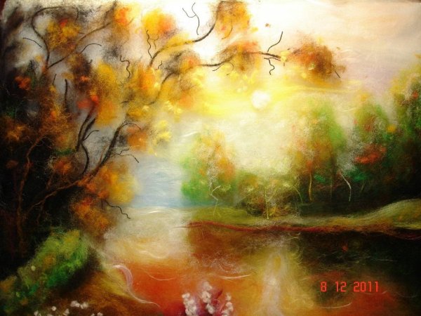 Картины из шерсти Марины Аскеровой пейзажи