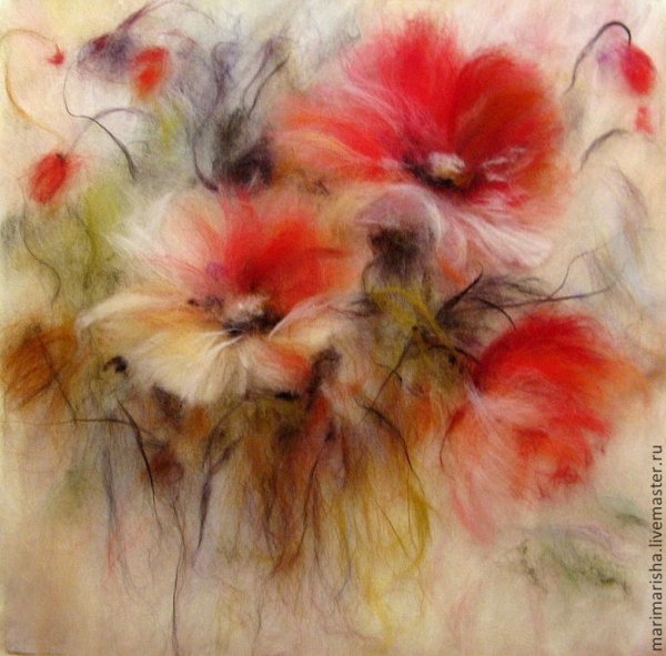 Шерстяная акварель цветы Анны Синьковой