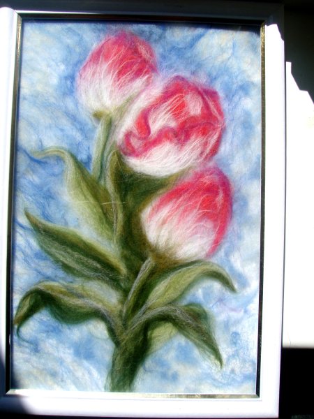 Шерстяная акварель тюльпаны