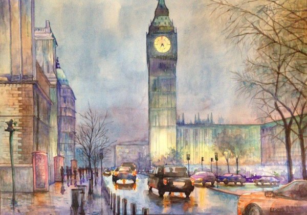 Пейзажи Лондона акварелью