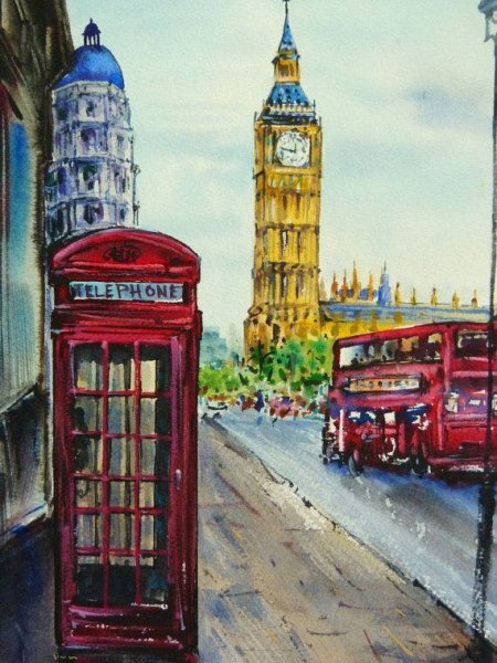 Британская улица Биг Бен живопись