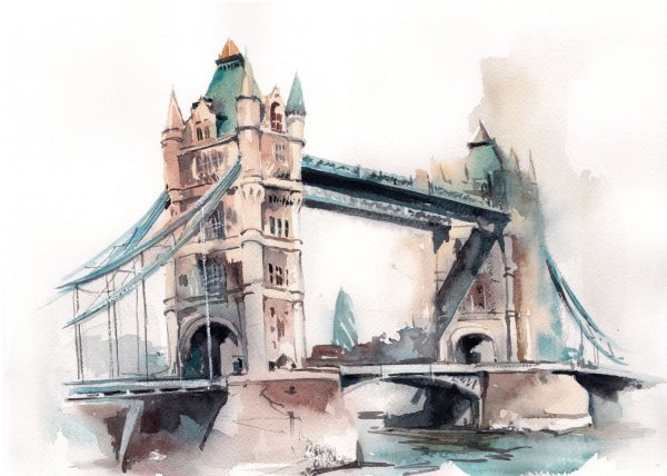 Тауэрский мост акварель