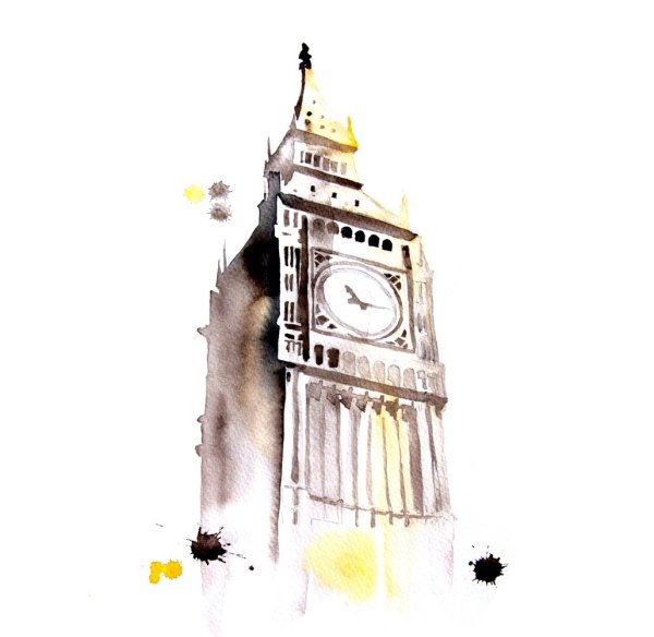 Биг-Бен Лондон акварель