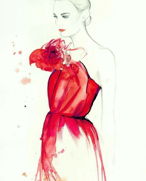 Модная одежда акварель