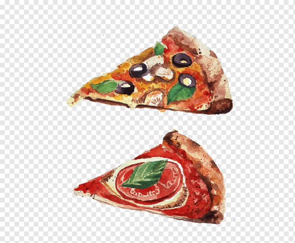 Пицца скетчинг акварель