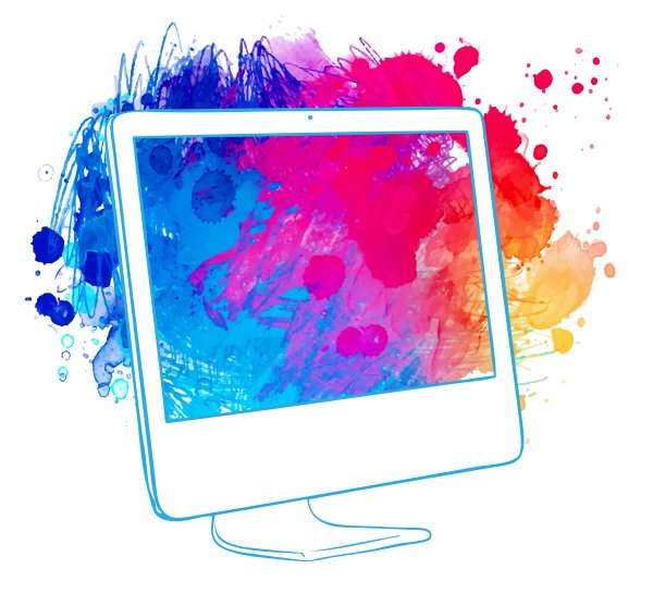 Ноутбук компьютер акварелью