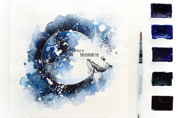 Космос акварелью скетчинг