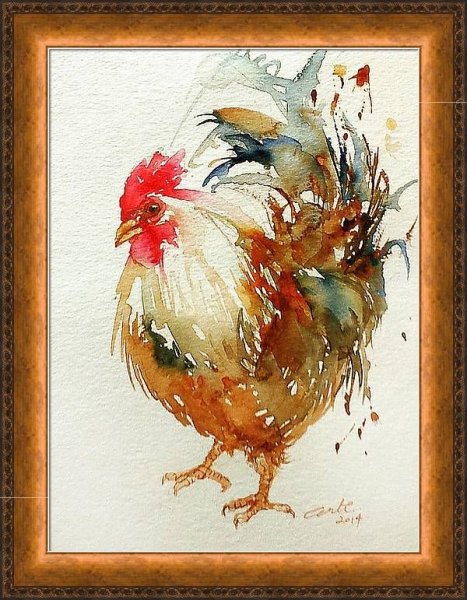Куры акварелью