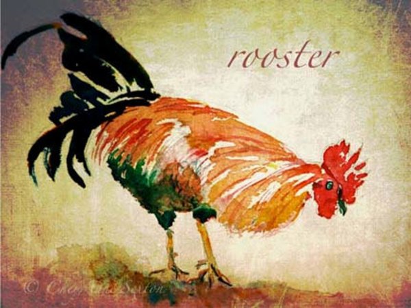 Петушок акварелью