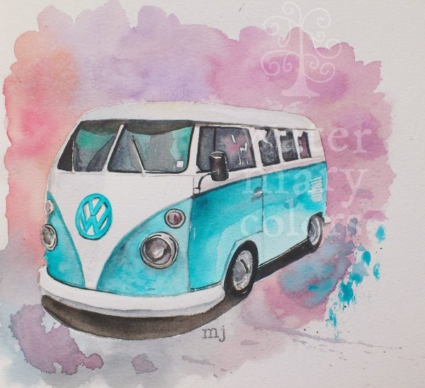 Транспорт акварелью