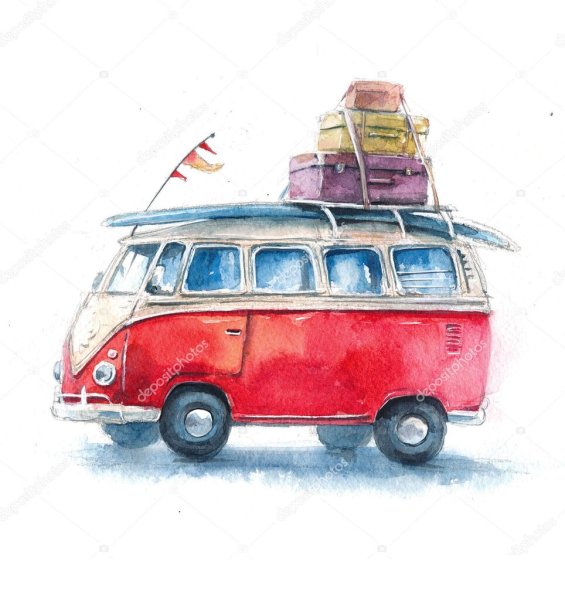 Автобус акварель