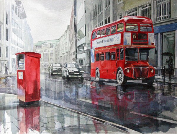 Машинка с шарами акварель