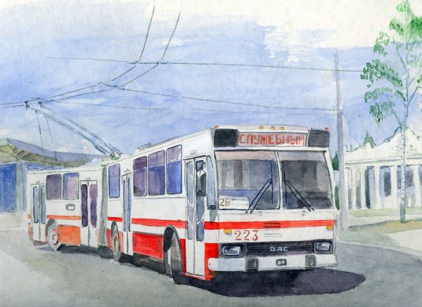 Автомобиль акварелью