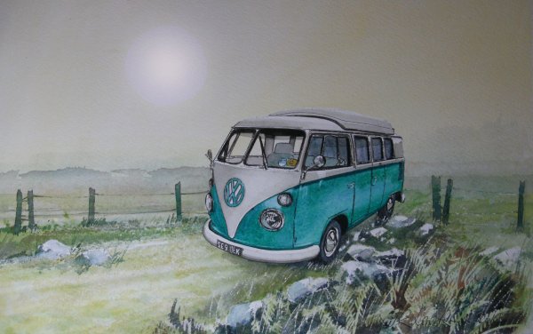 Хиппи акварель