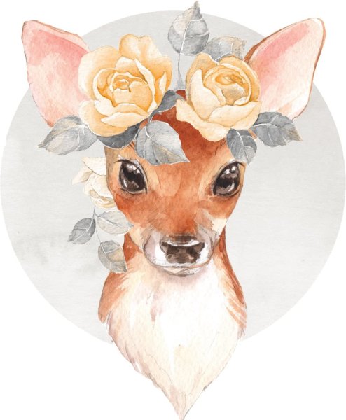 Олененок акварель