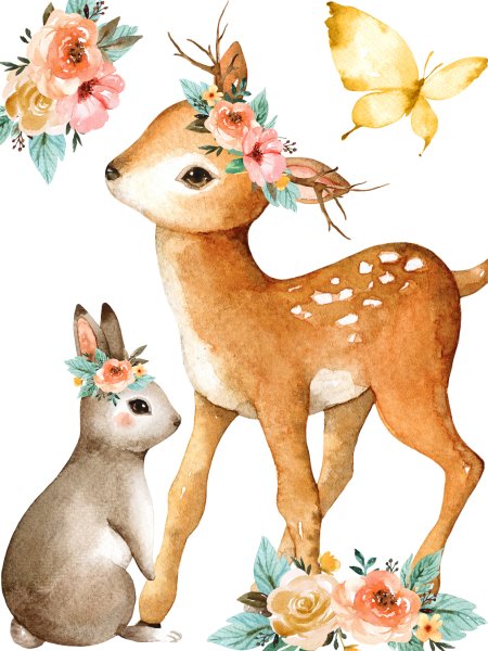 Оленёнок Бэмбт акварель