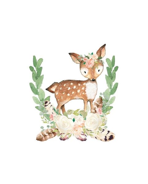 Олененок акварель на белом фоне