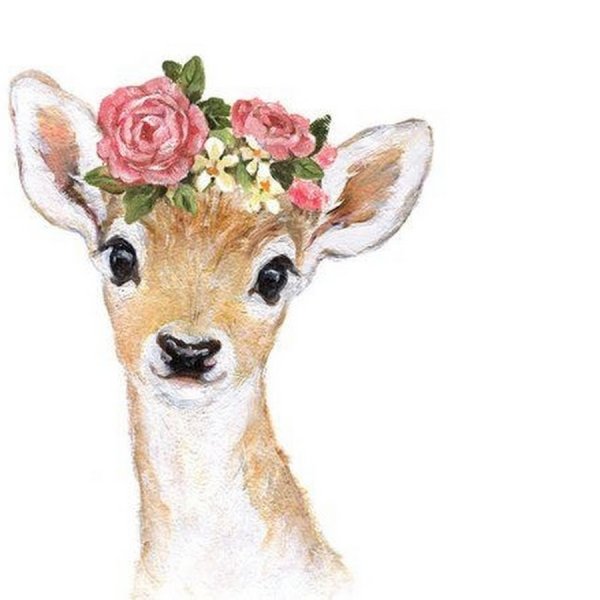Олененок с цветами
