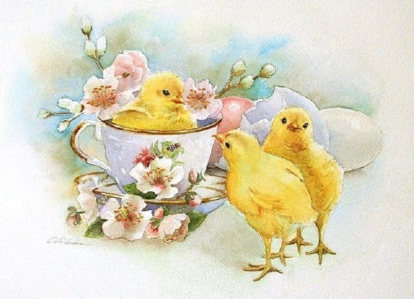 Курочка Ряба акварель