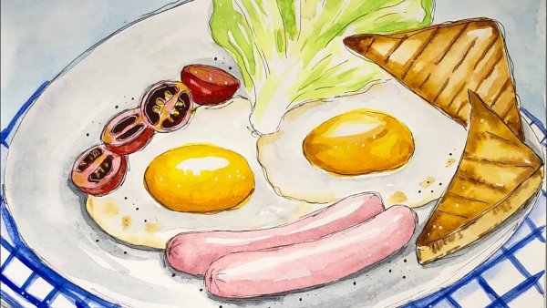 Яичница акварелью