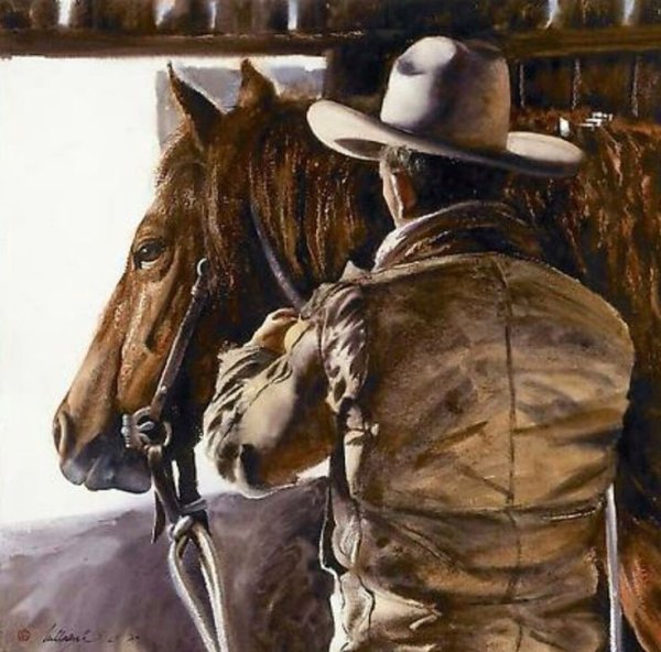 Ковбой акварель