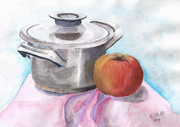 Кастрюля акварелью