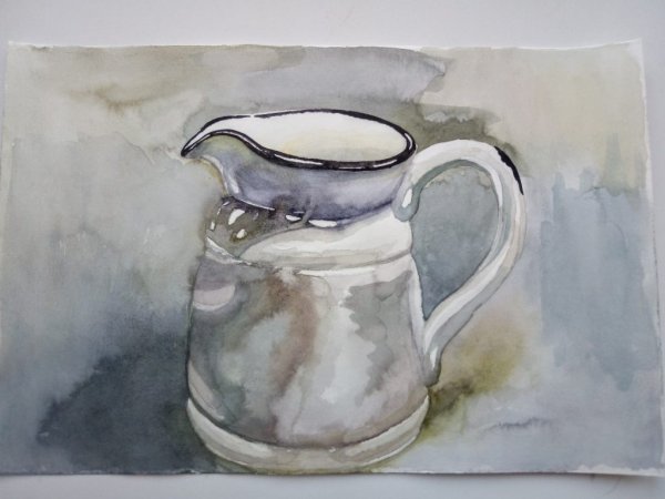 Белый чайник акварелью
