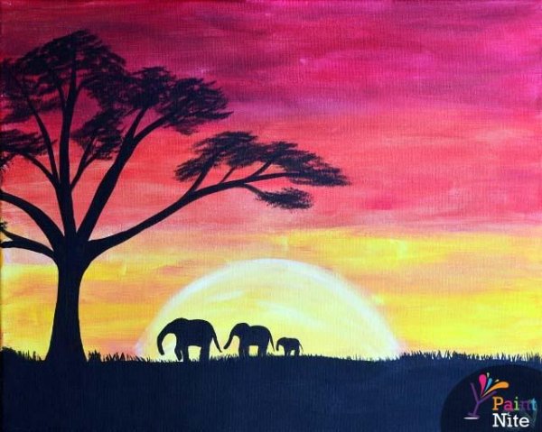 Гуашь Африканский пейзаж