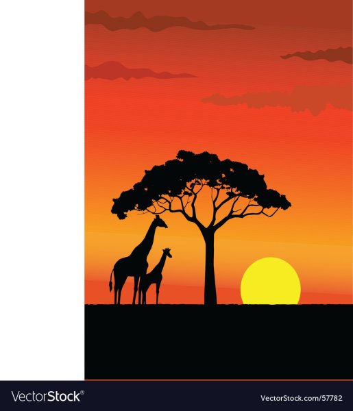 Африканский пейзаж силуэт