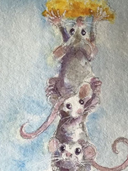 Мышь акварелью