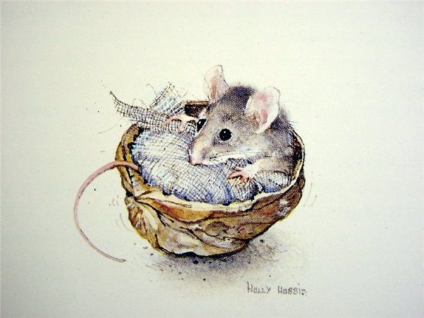 Мышь акварелью