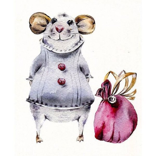 Акварельные иллюстрации мышка