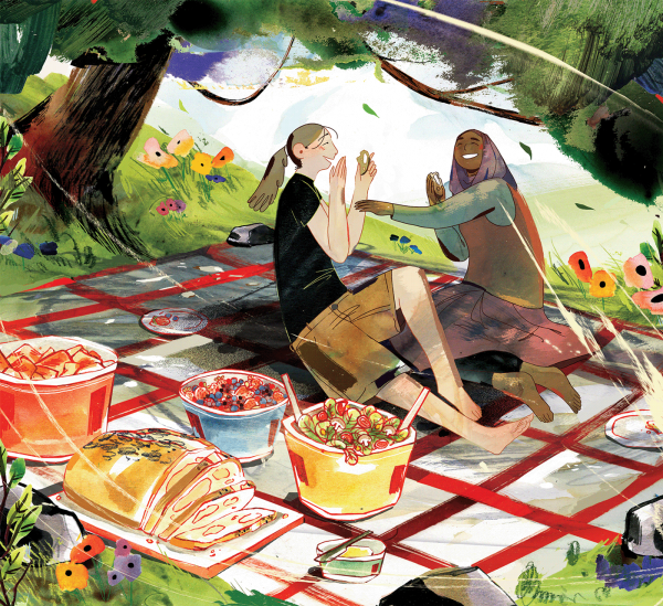 Картина дети на пикнике на природе